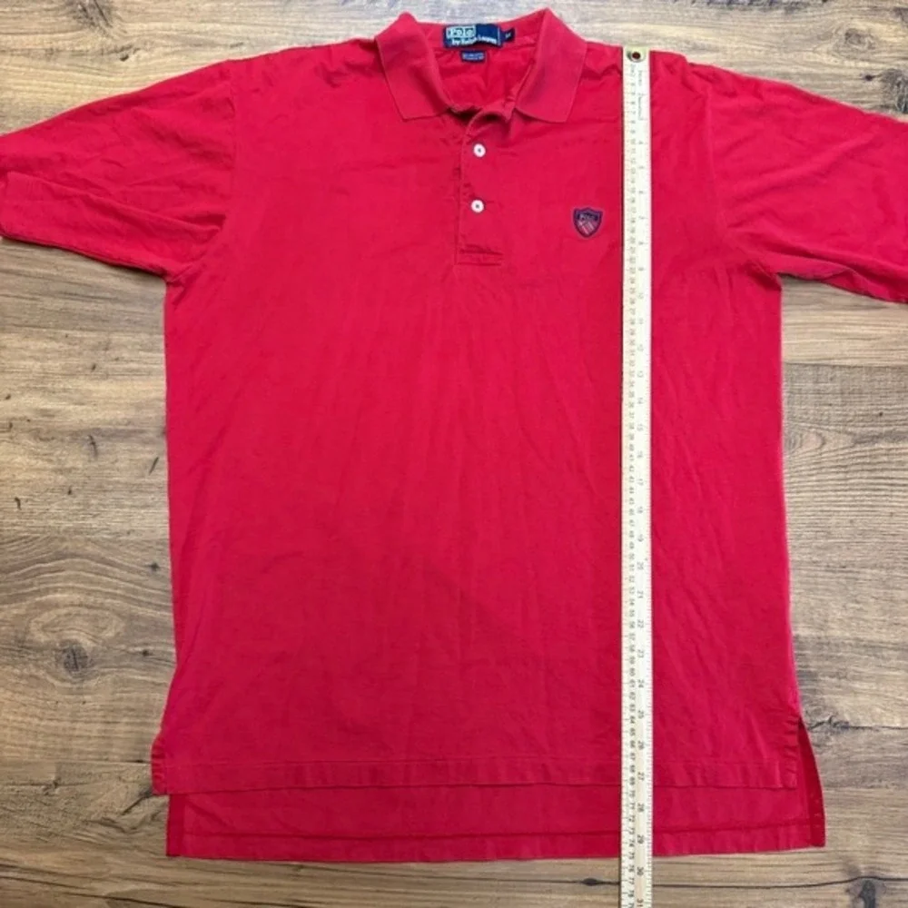 VTG‎ Polo Ralph Lauren SS Polo Mens Medium Golf Crest Fine Cotton Red Preppy